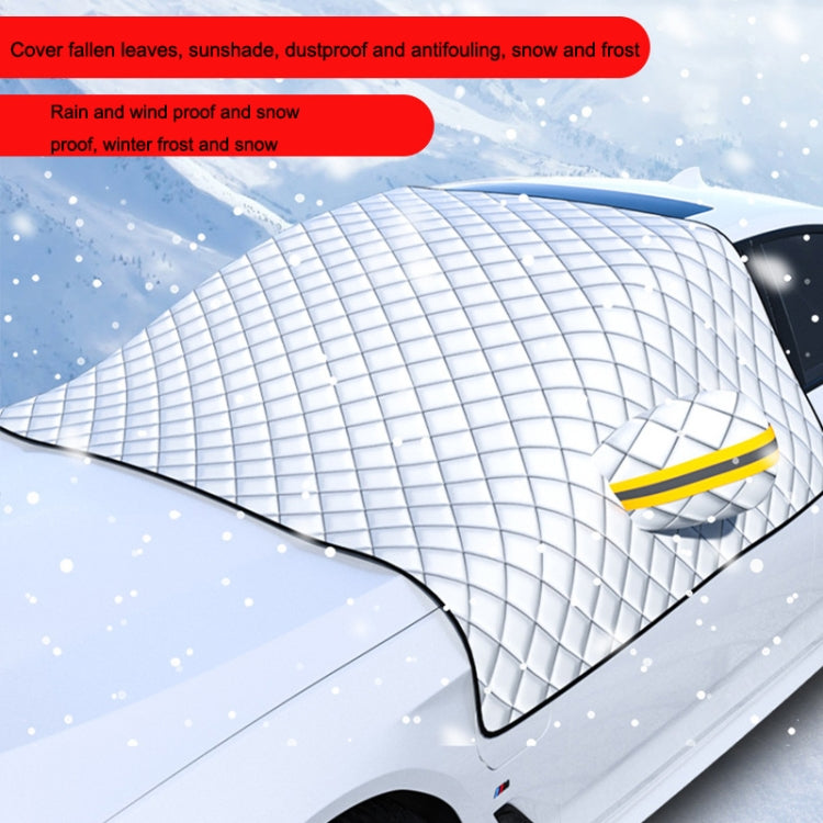 SUITU R-3945 Car Winter Front Glass Snow Shield Defrost Sunshade Thickened Car Clothing, Style: 5 Magnets With Earmuffs