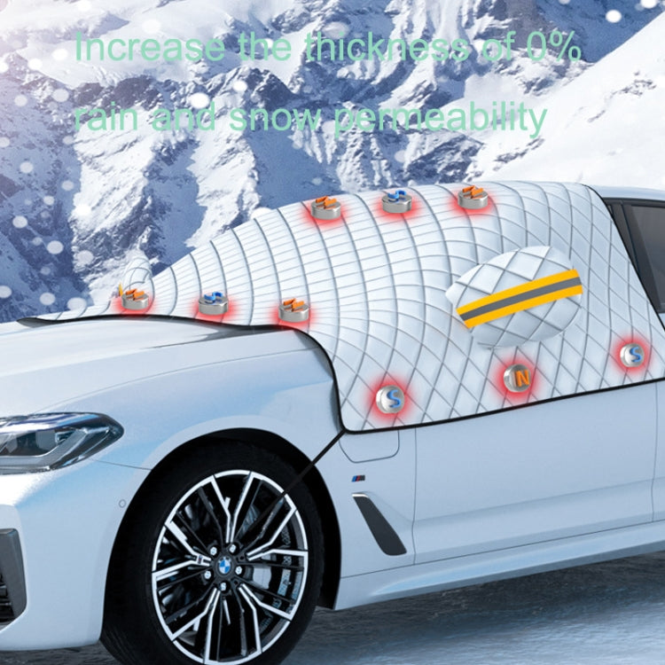 SUITU R-3945 Car Winter Front Glass Snow Shield Defrost Sunshade Thickened Car Clothing, Style: 5 Magnets With Earmuffs