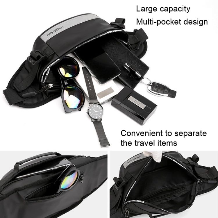 HAOSHUAI Outdoor Running Waist Bag With Reflecting Strip Chest Bag, 1100-6 Black), 1100-6 Khaki, 1100-6 Dark Blue