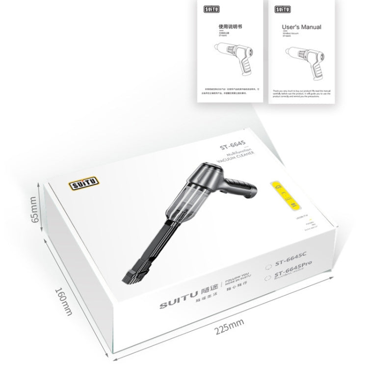 SUITU Car Wireless Wet And Wet Charging Handheld Vacuum Cleaner, Style: Brushless Silver Gray