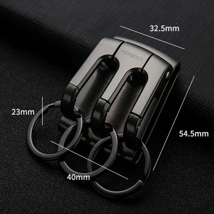 HONEST 3-ring Car Keychain Waist-hanging Anti-loss Keychain For Men(Black)