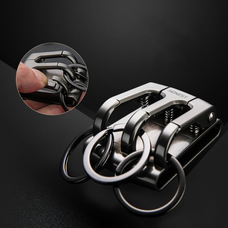 HONEST 3-ring Car Keychain Waist-hanging Anti-loss Keychain For Men(Black)