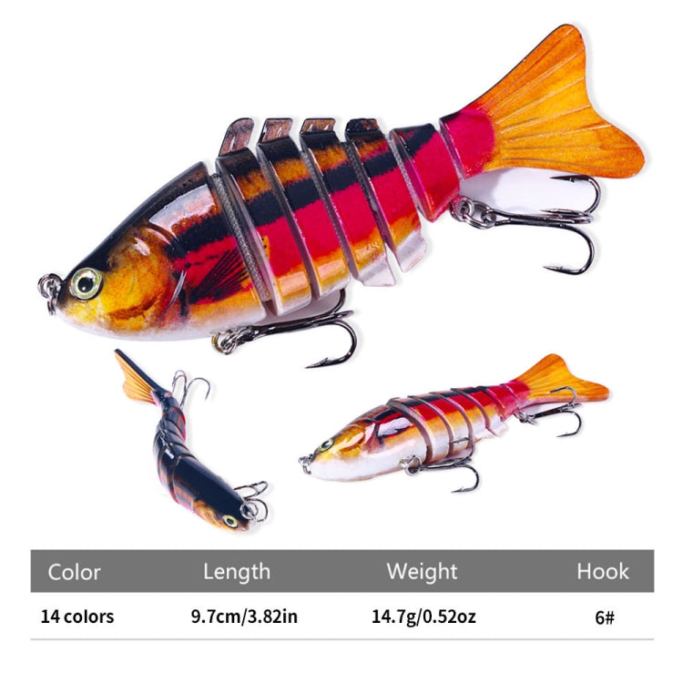HENGJIA JM062 7 Section Fish Fake Lures VIB Minnow Fishing Lures, Size: 10cm 15g(5)
