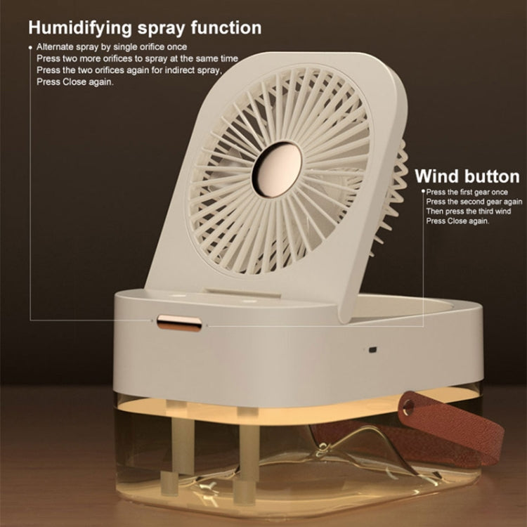 Rechargeable 4000mAh 2.5L Dual Spray Humidifying Fan with Ambient Light Aroma Diffuser(Green)
