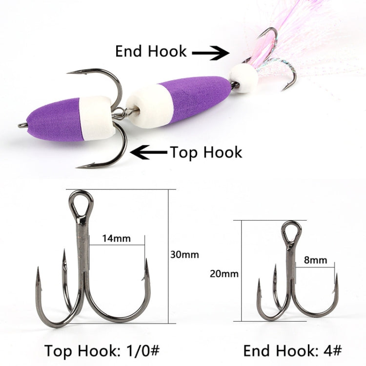 W.P.E PMG-M Foam Hook Soft Worm Bait Three Anchor Hook Fake Lures, Size: M(14)