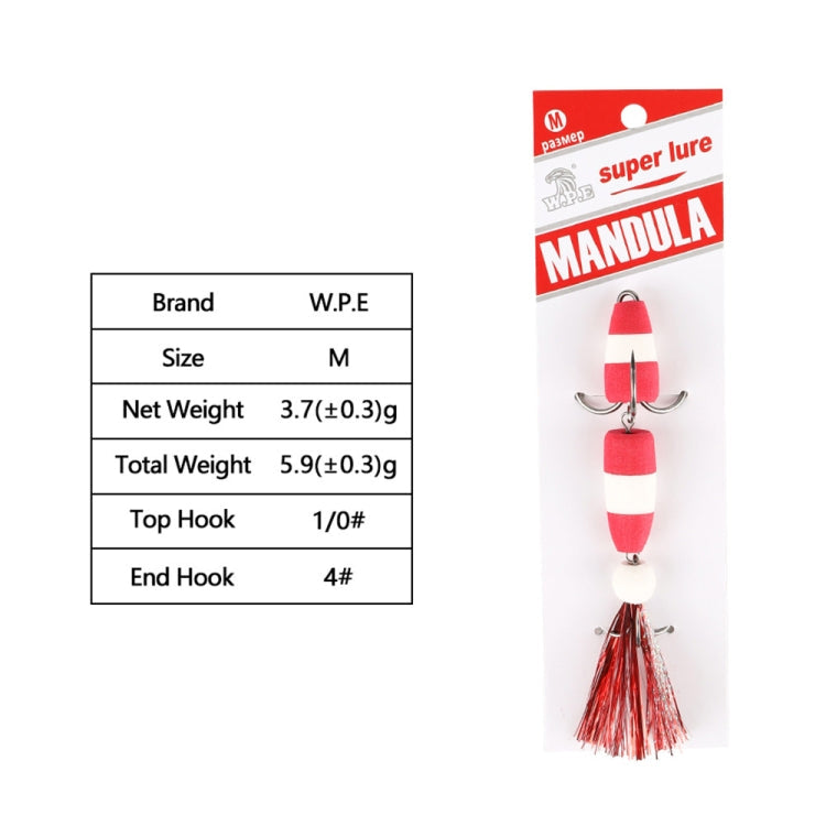 W.P.E PMG-M Foam Hook Soft Worm Bait Three Anchor Hook Fake Lures, Size: M(34)