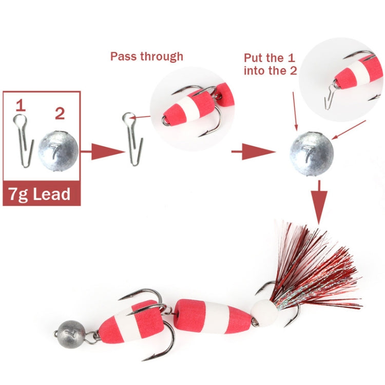 W.P.E PMG-M Foam Hook Soft Worm Bait Three Anchor Hook Fake Lures, Size: M(32)