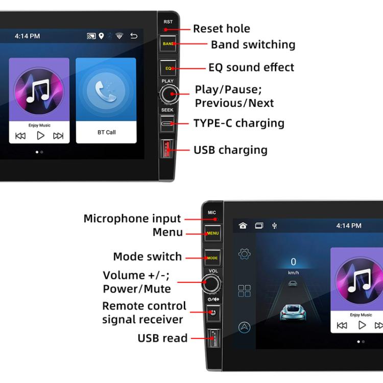 8 inch Bluetooth FM Radio Car MP5 Android Navigation Machine, 2+64G