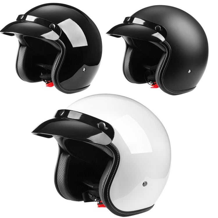 BYB 701 All Seasons Retro Motorcycle Helmet, Size: XL(Bright White)