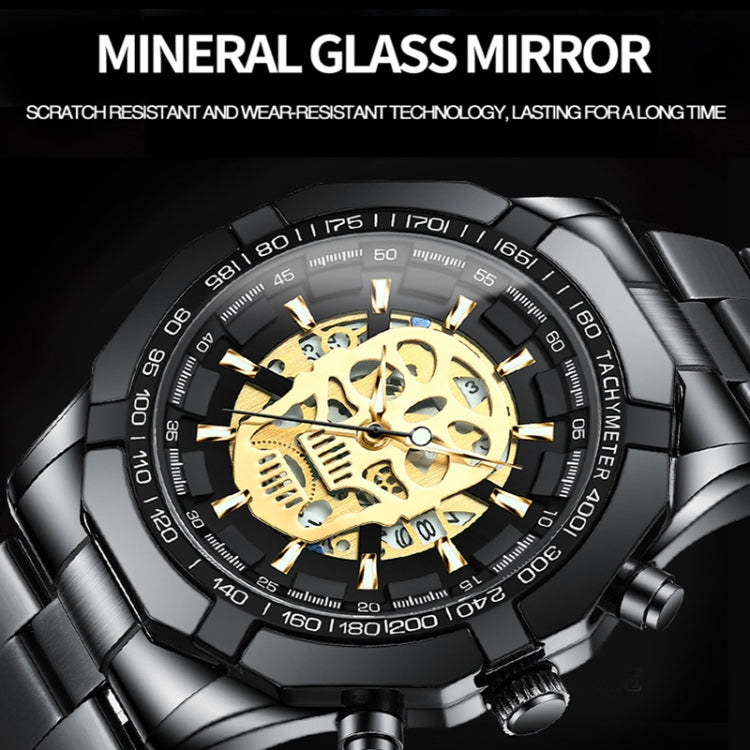 BINBOND S034 30M Waterproof Quartz Watch Skull Skeleton Luminous Watch