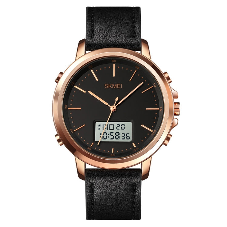 SKMEI 1652 Dual Movement Sports Leather Alloy Male Watch, Rose Gold Shell White Machine, Rose Gold Shell Black Machine, Gold Shell White Machine, Gold Shell Black Machine, Black Shell White Machine, Black Shell Black Machine, Silver Shell White Machine...