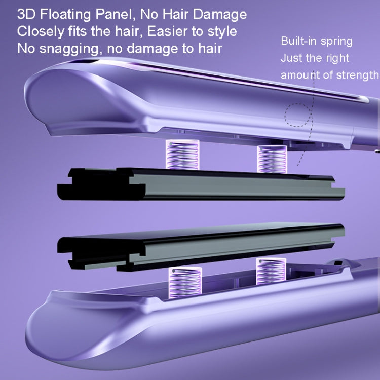 LTBEAR Negative Ion Straightening Curling Hair Wet and Dry Clipper Anti Hot Curling Iron, CN Plug(Purple)