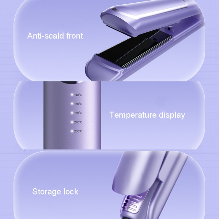 LTBEAR Negative Ion Straightening Curling Hair Wet and Dry Clipper Anti Hot Curling Iron, CN Plug(Champagne)