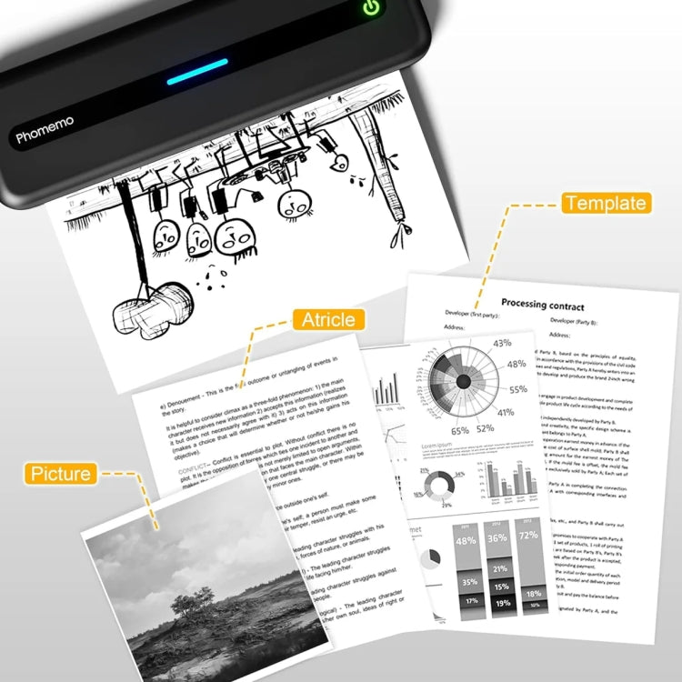 Phomemo M832 300dpi Wireless Thermal Portable Printer, Size: Letter Version(Purple)