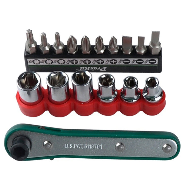 ProsKit 1PK-202B 16 In 1 Socket Driver Head Ratchet Wrench Set