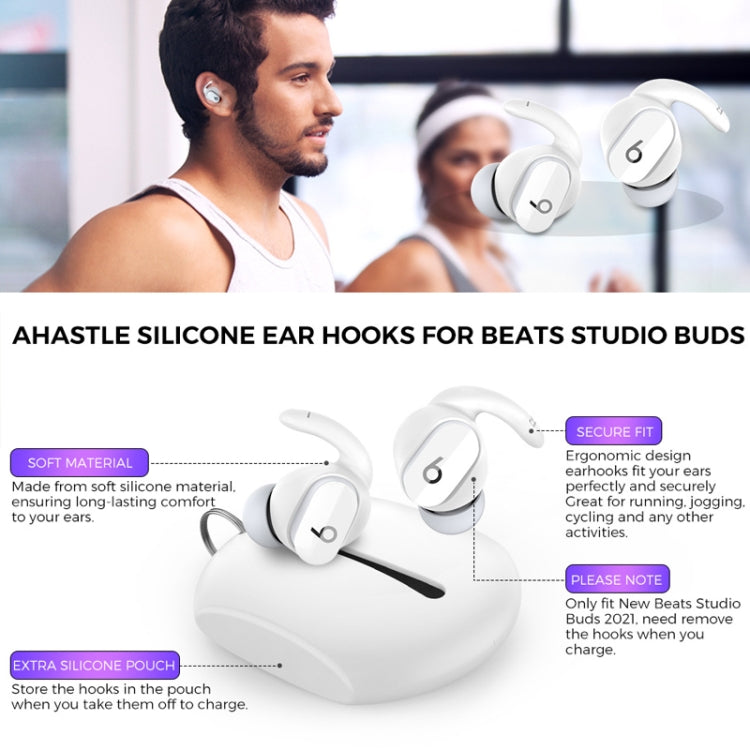 For Beats Studio Buds AhaStyle PT172 Earphone Silicone Ear Caps, Style: Earcap x 3+Case (Black)