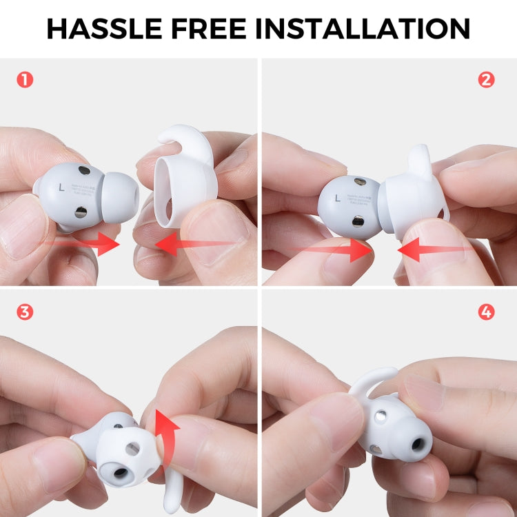 For Beats Studio Buds AhaStyle PT172 Earphone Silicone Ear Caps, Style: Earcap x 3+Case (White)