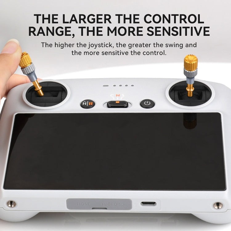 For DJI Mini 3 Pro RCSTQ Aluminum Alloy Two Color Telescopic Joystick With Screen Remote Control Thumb Operation Rod(As Show)