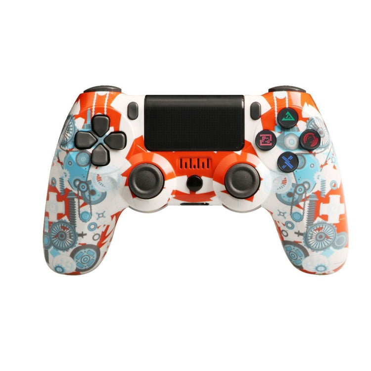 For PS4 Wireless Bluetooth Game Controller With Light Strip Dual Vibration Game Handle, White, Black, Red, Blue, Green, Rose Red, Letter, Line, Fire Ghost, Cartoon, Hulk, Skeleton, Gear, Lightning, Flame, Cloud, Burst, Wood Grain, Star Red             ...