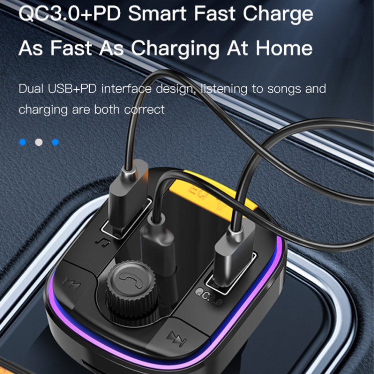 Yesido Y45 Car PD Charger Cigarette Lighter QC Car Charging USB Bluetooth Digital Display FM(Black)