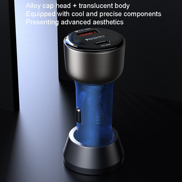 Yesido Y52 48W Dual-channel Fast Charging Zinc Alloy QC3.0 Car Charger(Black)