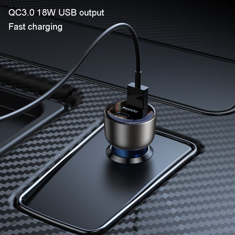 Yesido Y52 48W Dual-channel Fast Charging Zinc Alloy QC3.0 Car Charger(Black)