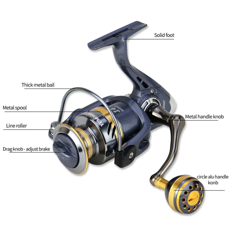 YUMOSHI KS6000 Spinning Fishing Reel Metal Rocker Metal Cup Reel