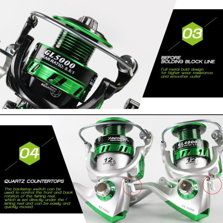 YUMOSHI GL Series Fishing Lines Spinning Reel, Specification: GL4000 Silver