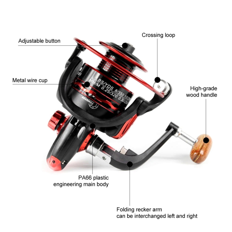 YUMOSHI JX6000 Wooden Handlebar Metal Head Fishing Reel Spinning Wheel