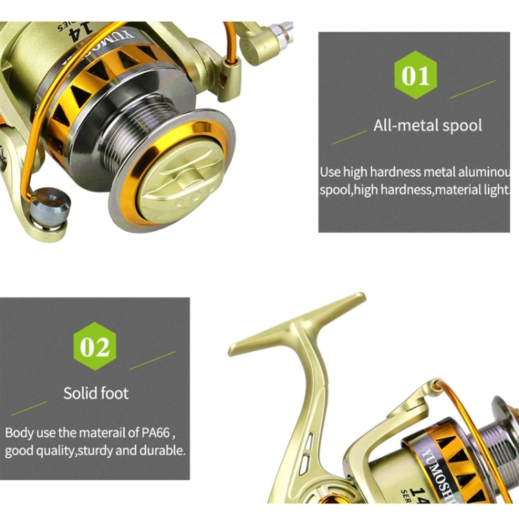 YUMOSHI JF6000 Spinning Fishing Reel 5.2:1 Gear Ratio Metal Spool Saltwater Fishing Tools