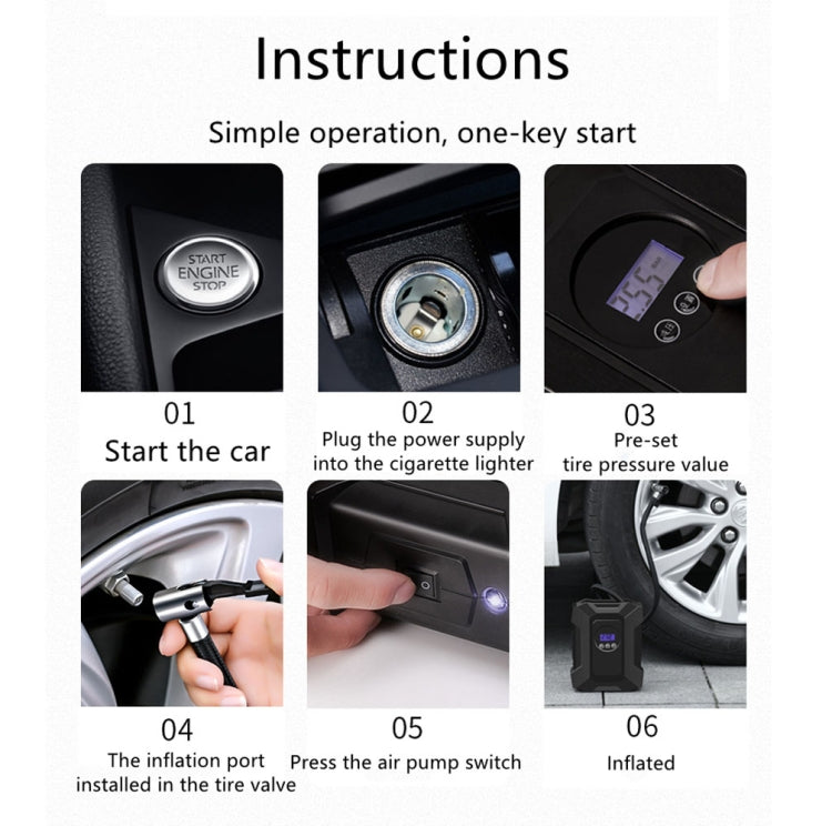 SUITU  ST-818  DC 12V Wired Car Air Pump Tire Inflator With LED Lighting Pointer Model