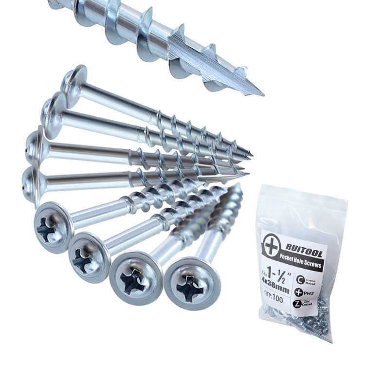 RUITOOL ST4 100pcs Woodworking Slant Hole Screws Half Tooth Self Tapping Phillips Bolt 50mm
