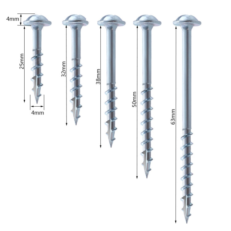 RUITOOL ST4 100pcs Woodworking Slant Hole Screws Half Tooth Self Tapping Phillips Bolt 38mm
