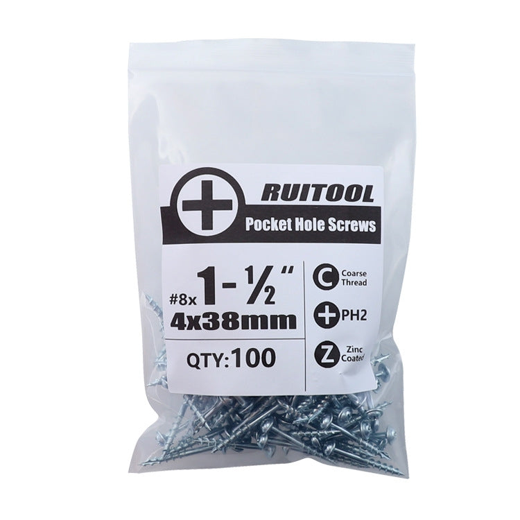 RUITOOL ST4 100pcs Woodworking Slant Hole Screws Half Tooth Self Tapping Phillips Bolt 32mm