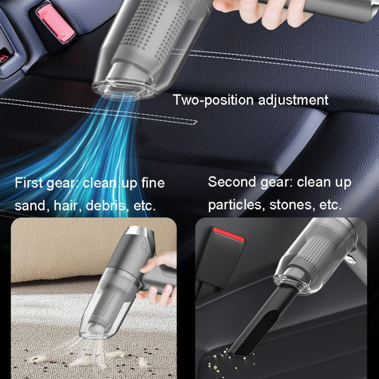 SUITU ST-6671 Wireless Car Vacuum Cleaner Small Handheld Blowing and Suction Dual Use, Style: Brushless Silver Gray+Floor Brush