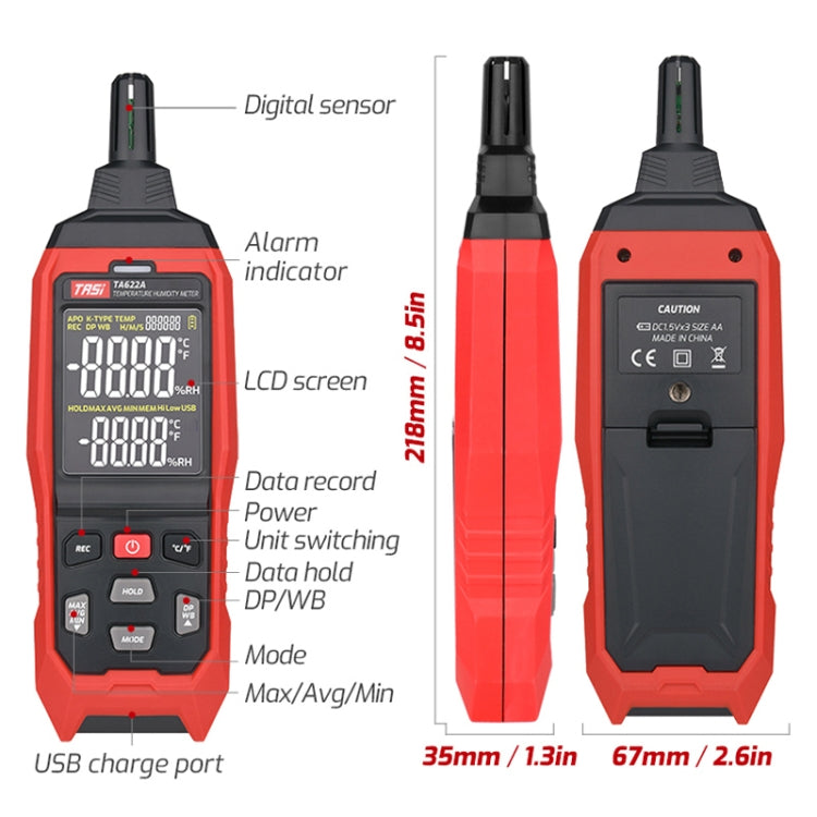 TASI TA622A & TA622B Digital Temperature & Humidity Meter | Dew Point