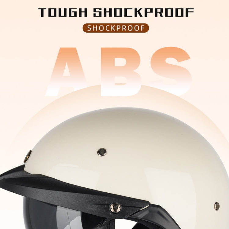 SOMAN Motorcycle Half Helmet Adjustable Helmet With Inner Mirror, Size: M(Cement Gray with Transparent Mirror)