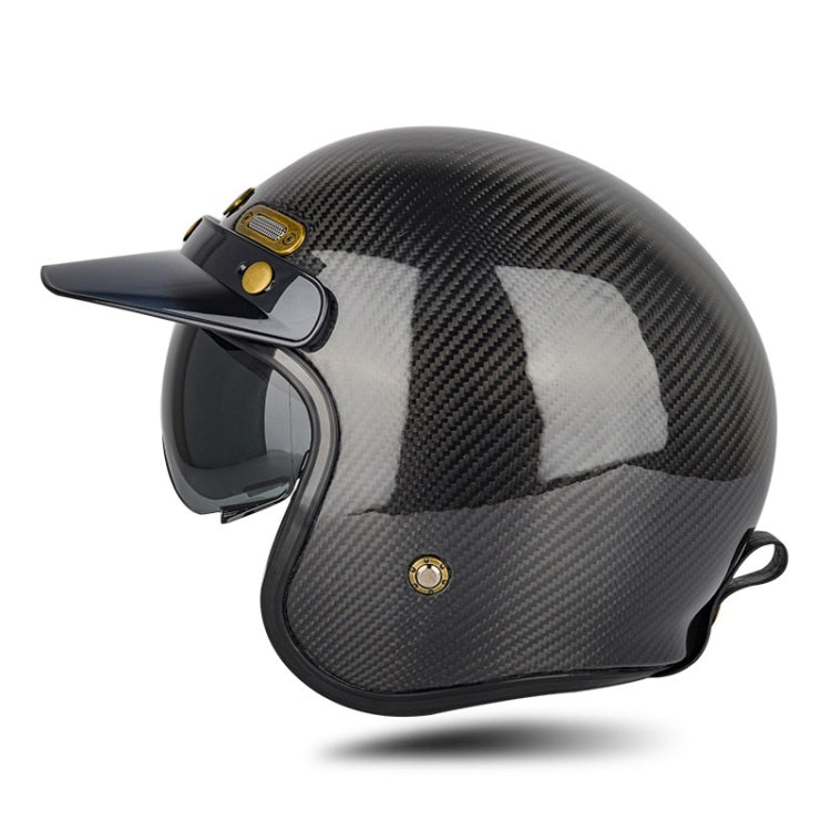 SOMAN Motorcycle Four Seasons Carbon Fiber Half Helmet, Color: Bright Carbon Fiber(XL)