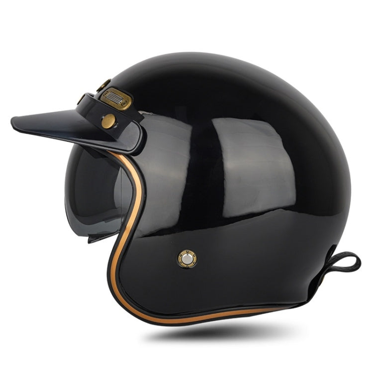 SOMAN Motorcycle Four Seasons Carbon Fiber Half Helmet, Color: FRP Bright Black(XXL)