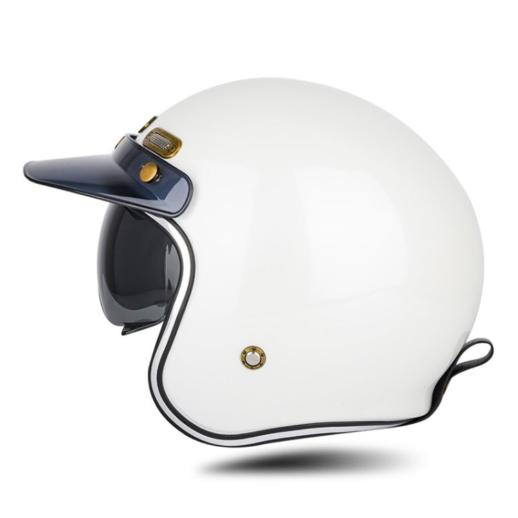 SOMAN Motorcycle Four Seasons Carbon Fiber Half Helmet, Color: FRP Pearl White(XL)