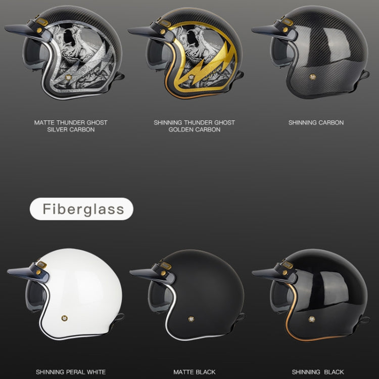 SOMAN Motorcycle Four Seasons Carbon Fiber Half Helmet, Color: Carbon Fiber Silver Lightning(M)