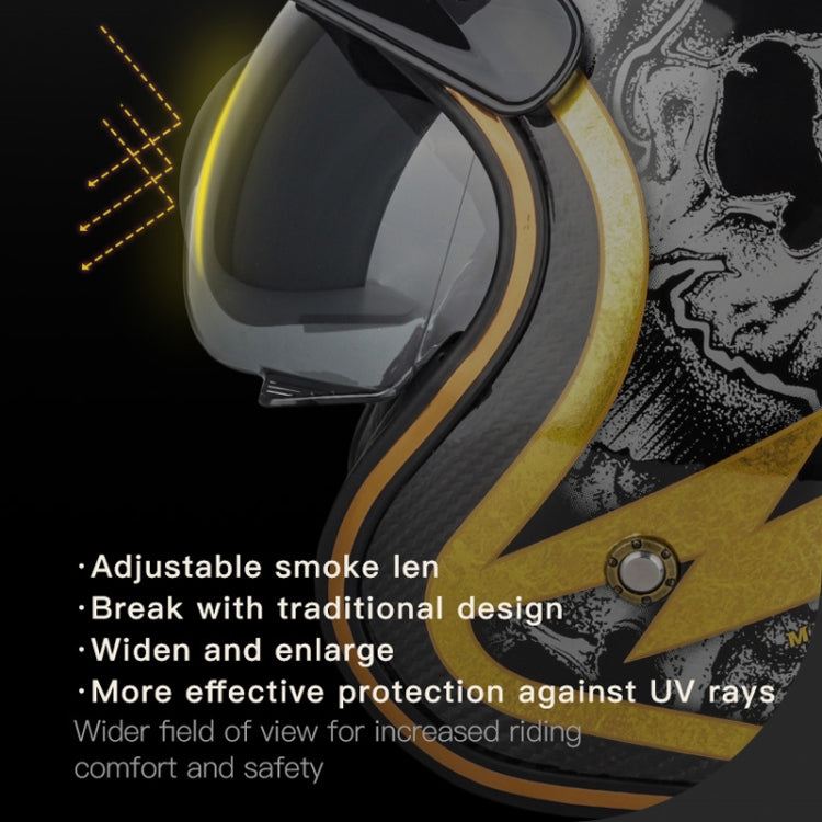SOMAN Motorcycle Four Seasons Carbon Fiber Half Helmet, Color: Carbon Fiber Gold Lightning(S)