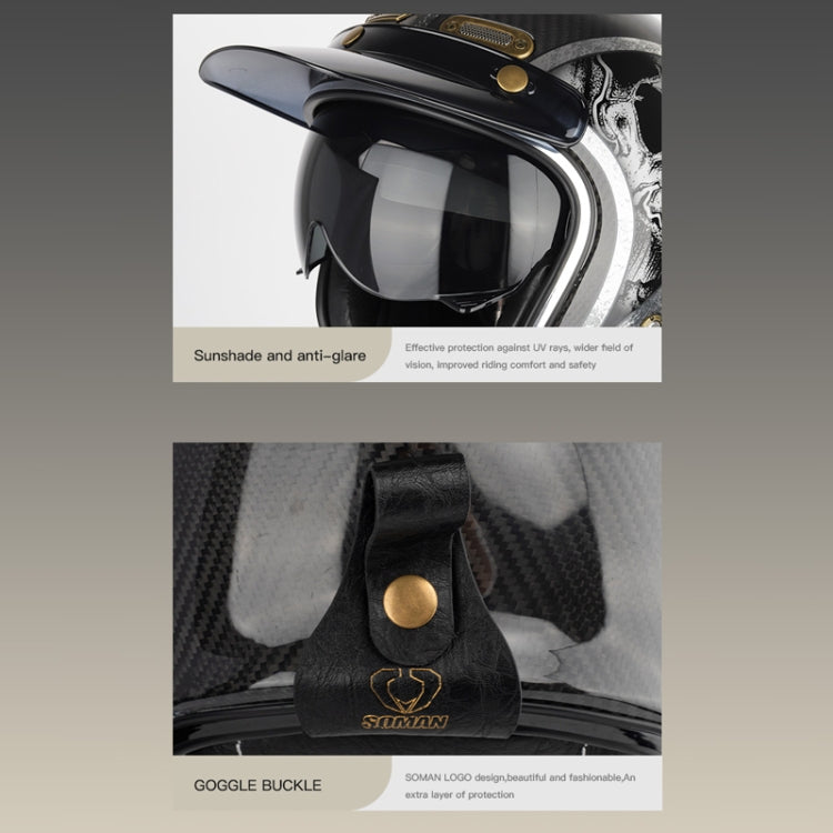 SOMAN Motorcycle Four Seasons Carbon Fiber Half Helmet, Color: FRP Pearl White(M)