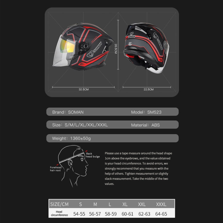 SOMAN Motorcycle Electric Bicycle Dual Lens Riding Helmet, Size: S(Cement Gray)