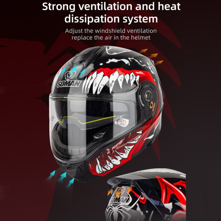 SOMAN Racing Motorcycle Double Lens Riding Safety Helmet, Size: L(Matt Black)