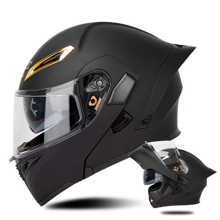 SOMAN Motorcycle Dual Lens Riding Peel-Off Full Coverage Helmet, Size: S(Matt Black)