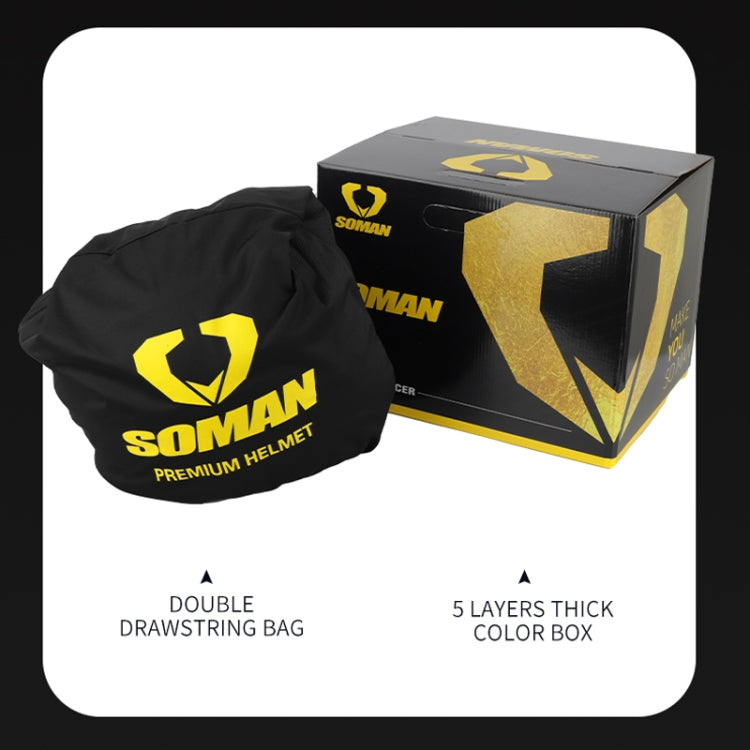 SOMAN Motorcycle Dual Lens Riding Peel-Off Full Coverage Helmet, Size: XL(Sapphire Vision)