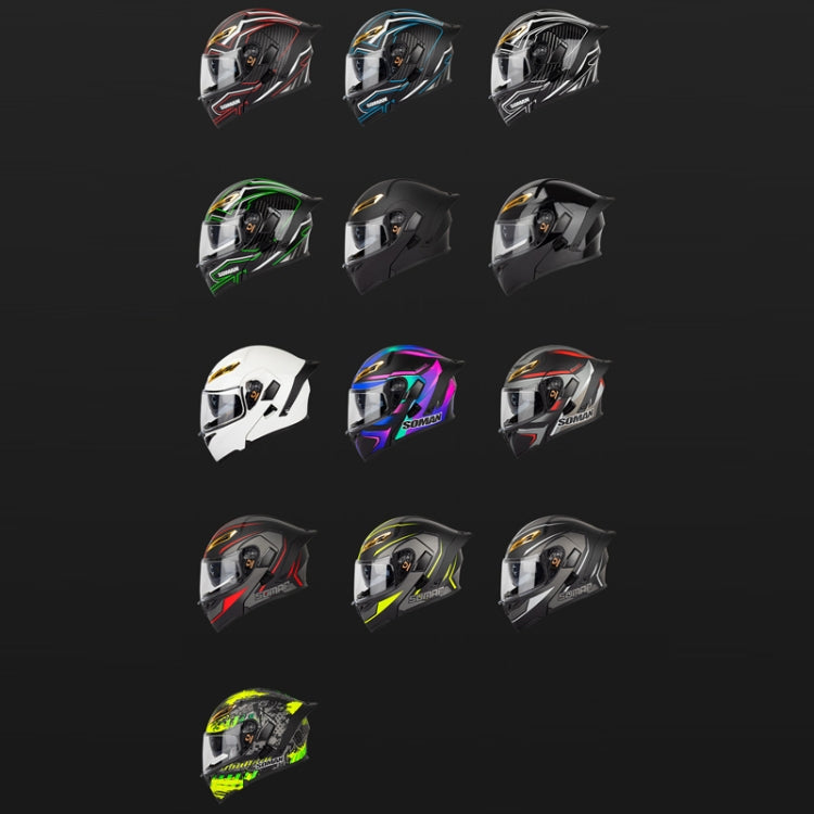 SOMAN Motorcycle Dual Lens Riding Peel-Off Full Coverage Helmet, Size: XL(Bright Black)