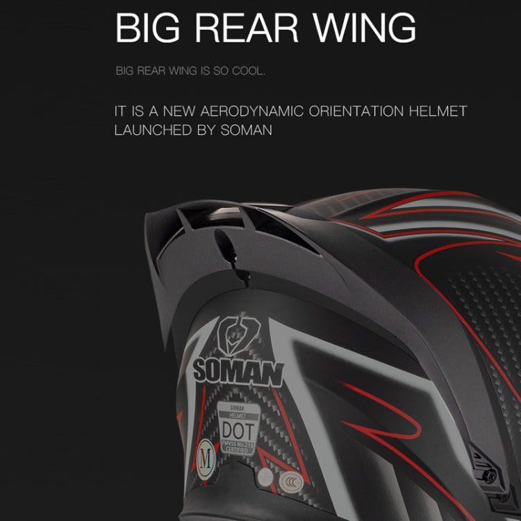 SOMAN Motorcycle Dual Lens Riding Peel-Off Full Coverage Helmet, Size: M(Black Fluorescent Yellow Spark)