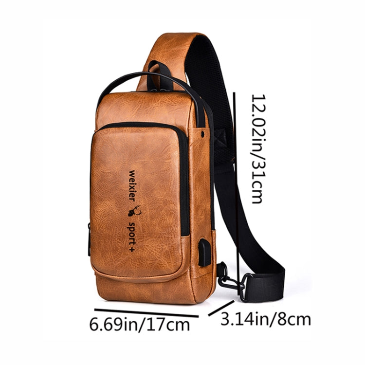 WEIXIER X318 Single Shoulder Crossbody Male Waterproof Anti-Theft Small Backpack(Black)